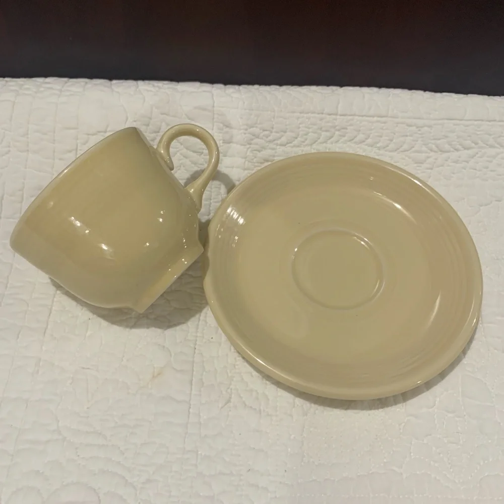 Fiesta Fiestaware Ivory off white teacup and saucer